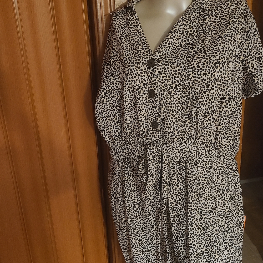 Tie front animal print romper